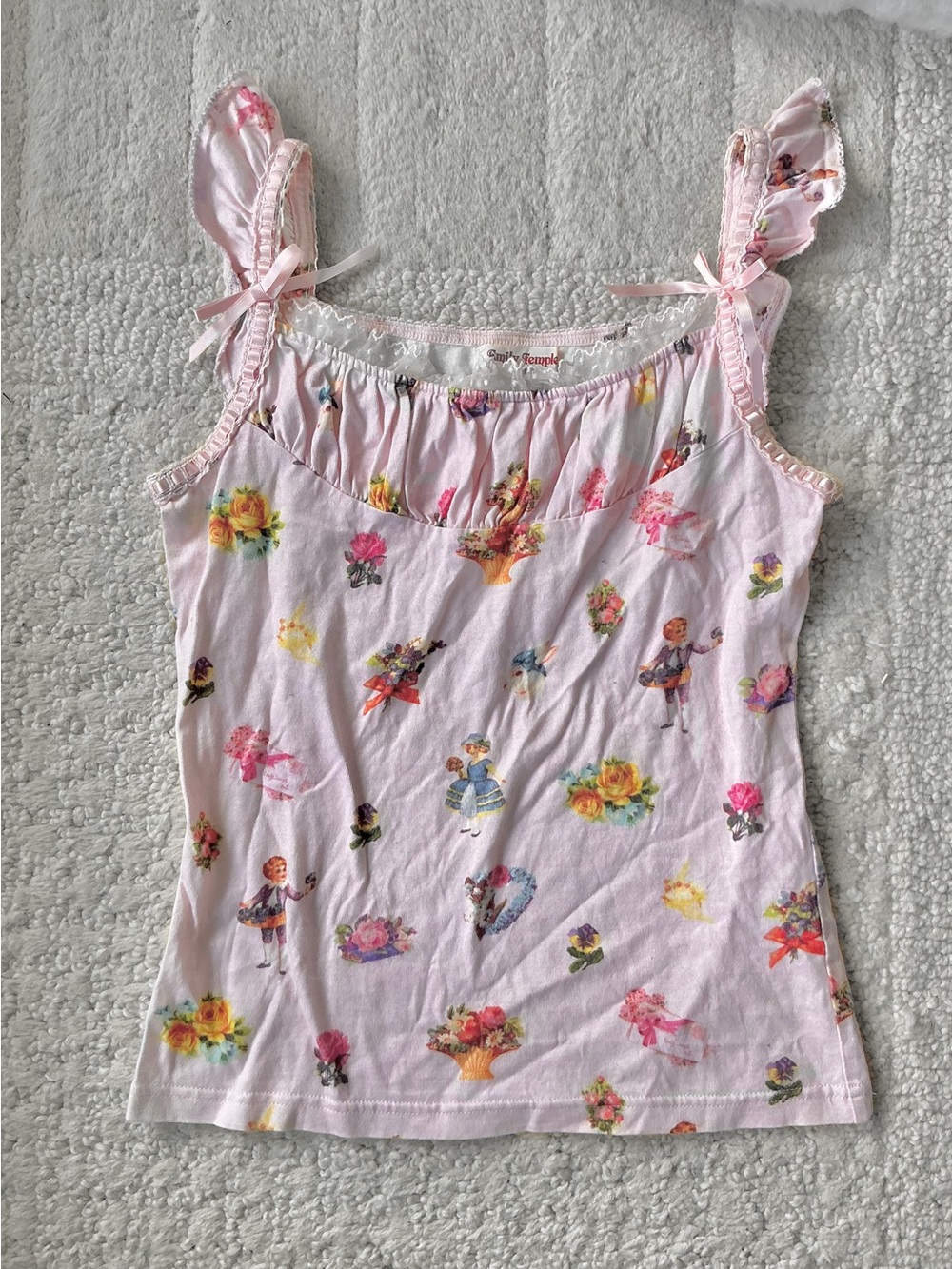 100% cotton vintage Y2K Japan Japanese pink ruffle Lolita kawaii lace bow top
